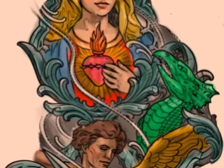 tattoo-sketch-madonna-sacred-heart-angel-dragon-colored-digital-terry-ribera-san-diego