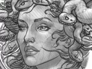 tattoo-sketch-medusa-portrait-snakes-ornamental-pencil-terry-ribera-san-diego