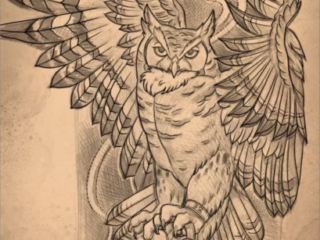 tattoo-sketch-owl-clock-lantern-pencil-terry-ribera-san-diego