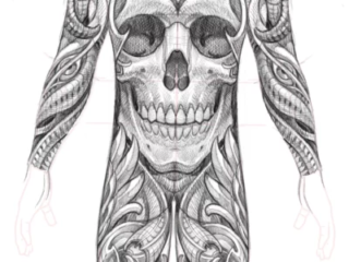 tattoo-sketch-skull-bio-organic-full-bodysuit-design-pencil-terry-ribera-san-diego